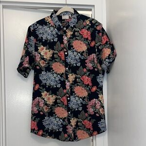 ASOS Floral Casual Button Down Shirt - Black, Pink, Blue